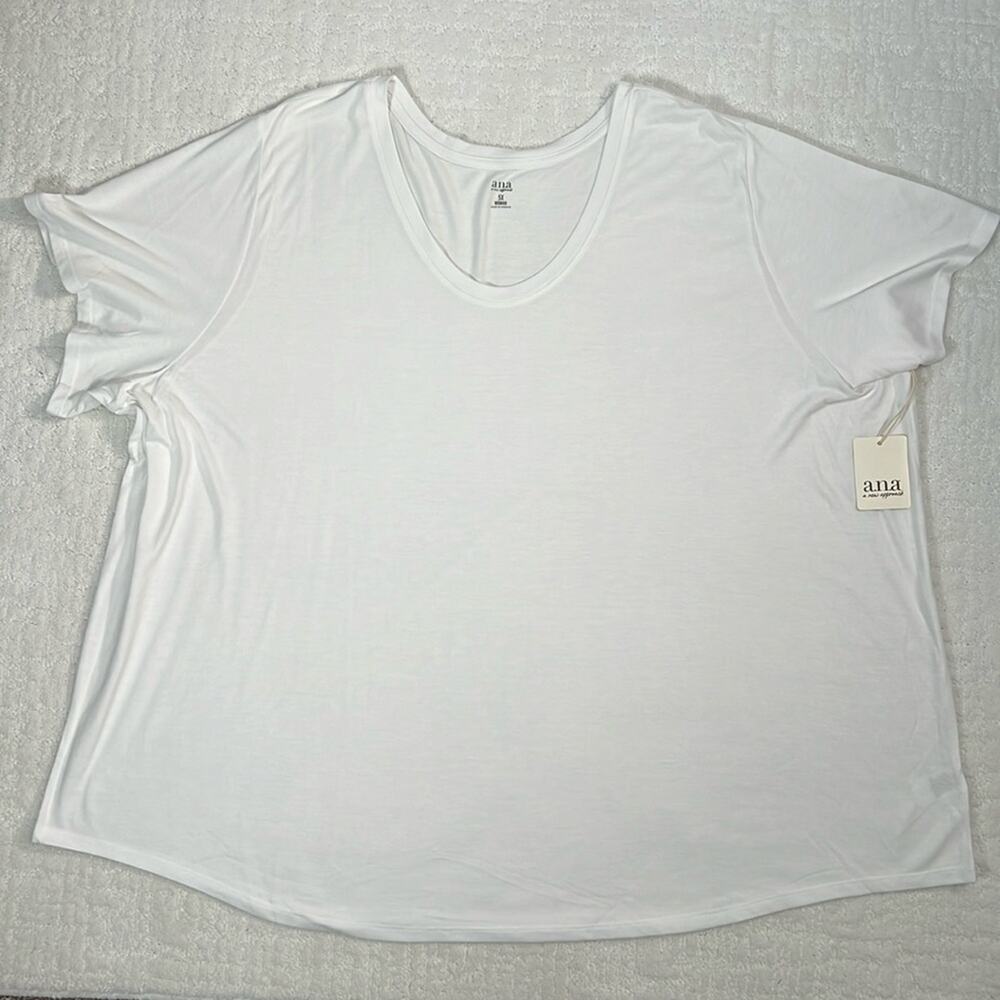 New! ANA white short sleeve round neck classic basic tee 5X woman
